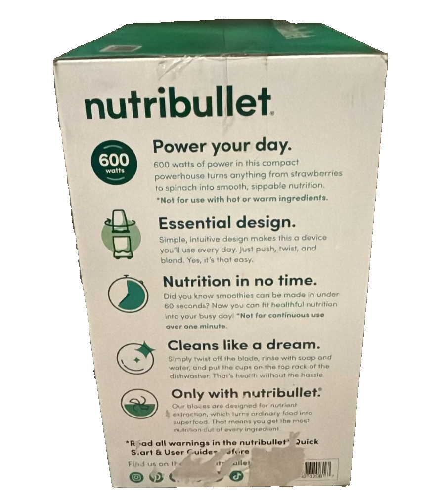 NutriBullet 600W 24 Oz Personal Blender One Cup - Gray