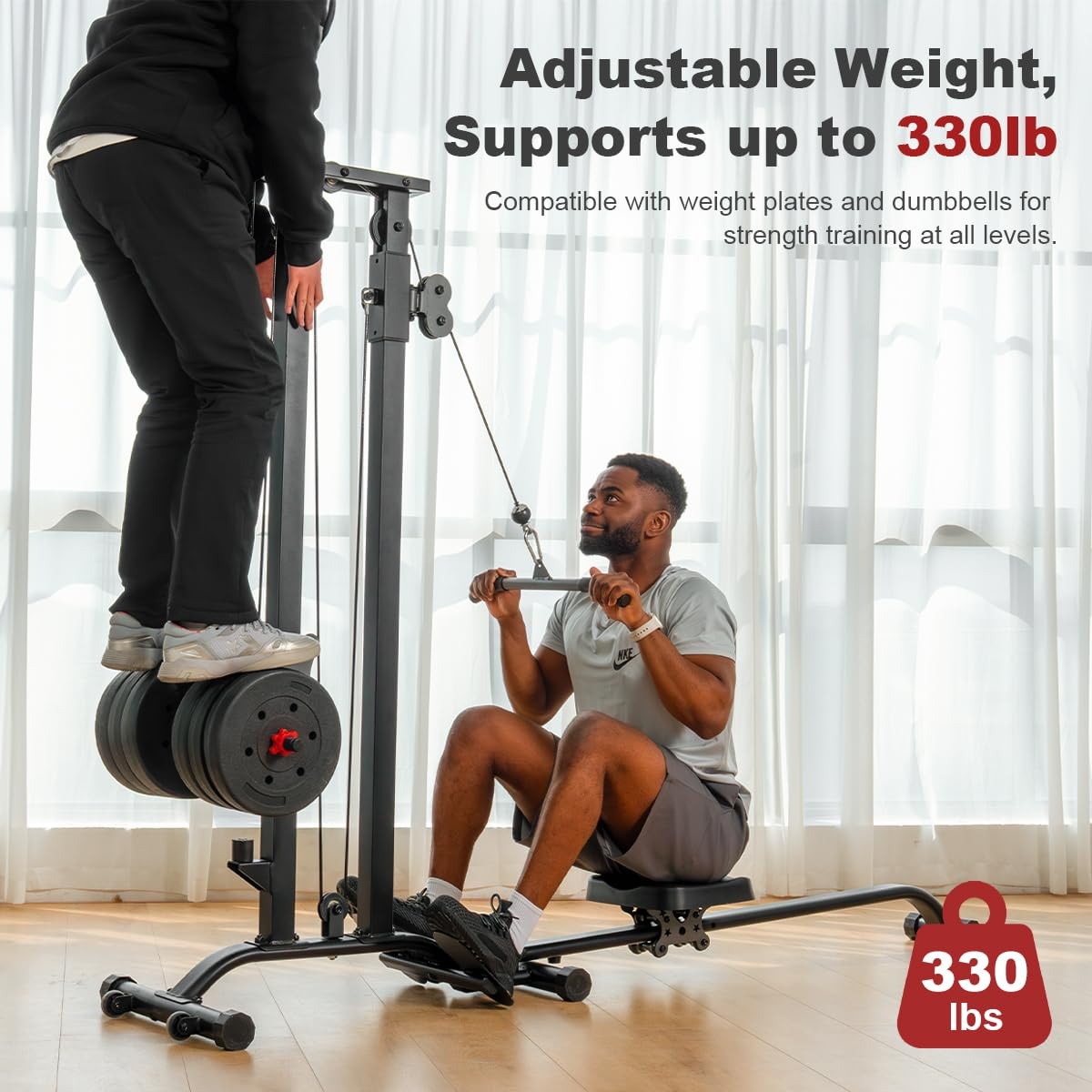 Cable Machine Home Gym CR63,330 Lbs Plates Loaded Cable Crossover,Functional