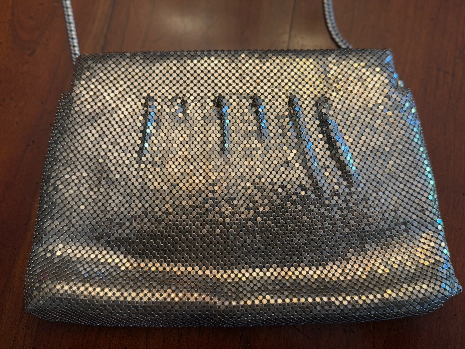 Vintage Whiting & Davis Silver Tone Mesh Evening Purse Rhinestone