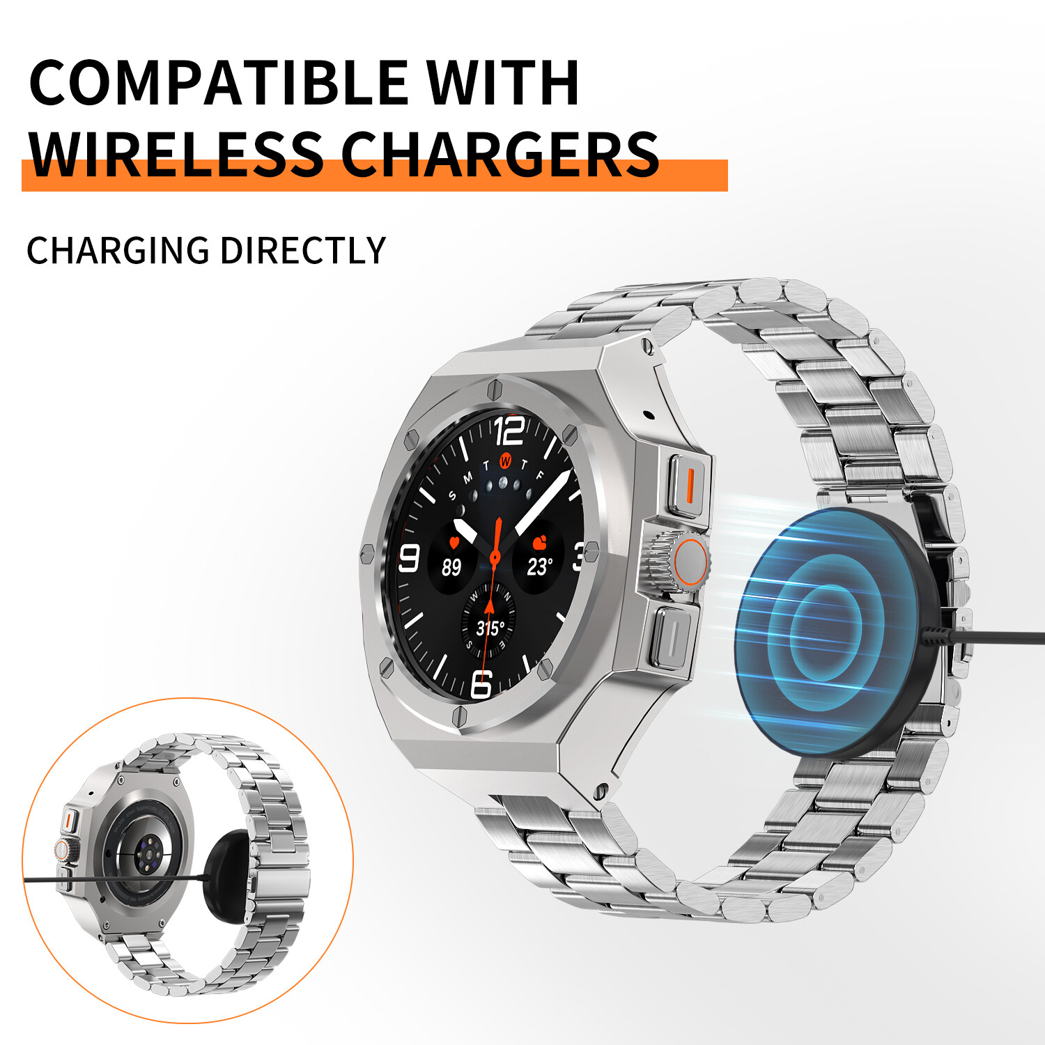 For Samsung Galaxy Watch Ultra 47mm 7 40/44mm Stainless Steel Band Case Mod Kit