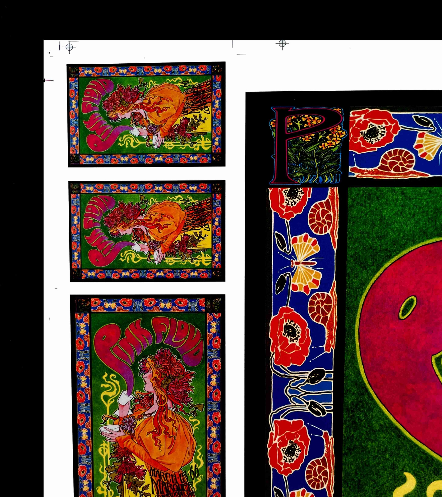 Pink Floyd Poster Marquee Club Orig Rare Uncut Proofsheet Signed Bob Masse