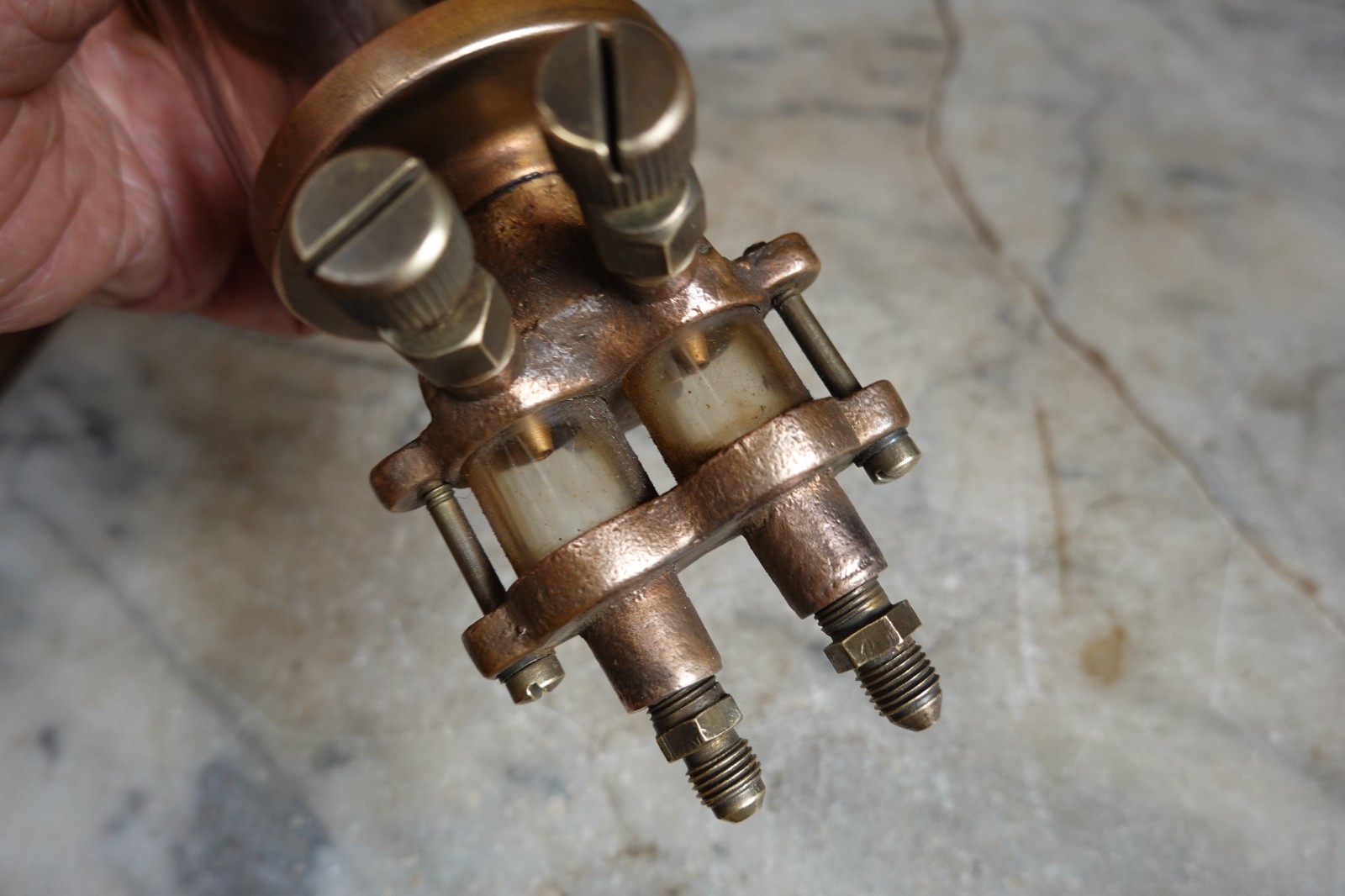 Antique RARE "NEWTONS MACHINE SHOP" 2 DRIP OILER CLEVELAND MARITIME MACHINIST