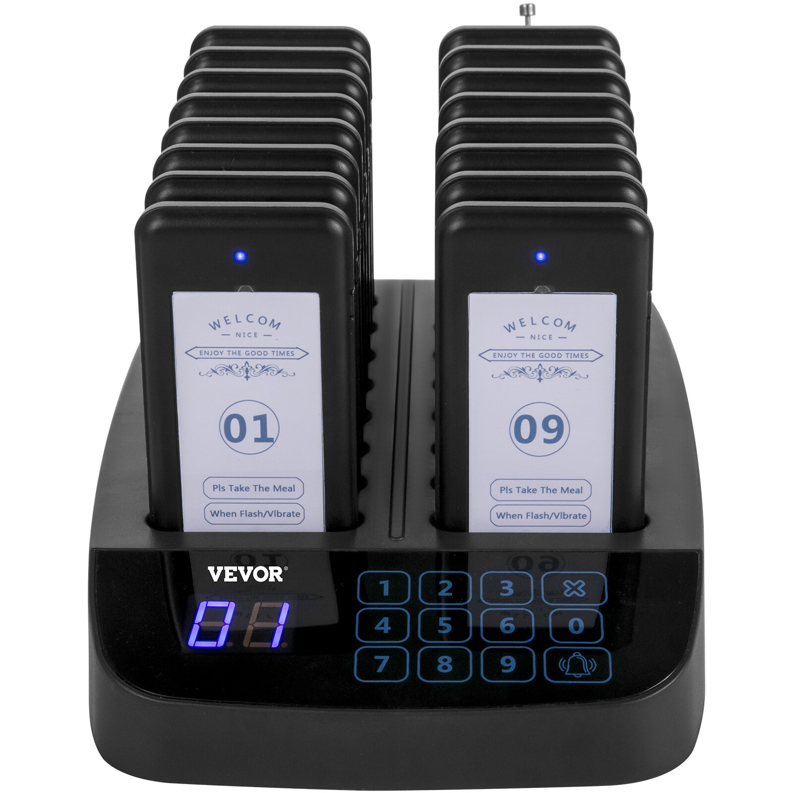 VEVOR 16 Restaurant Pagers Wireless Guest Paging System Queuing Calling Beeper