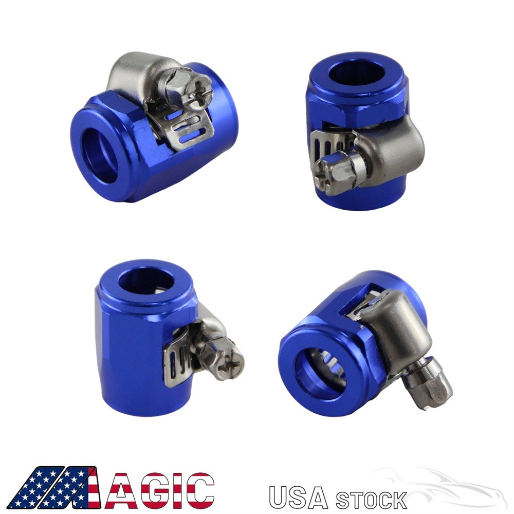 4PCS 4AN AN4 5/16" 13mm ID Fuel Hose Line End Cover Clamp Finisher Fitting Blue