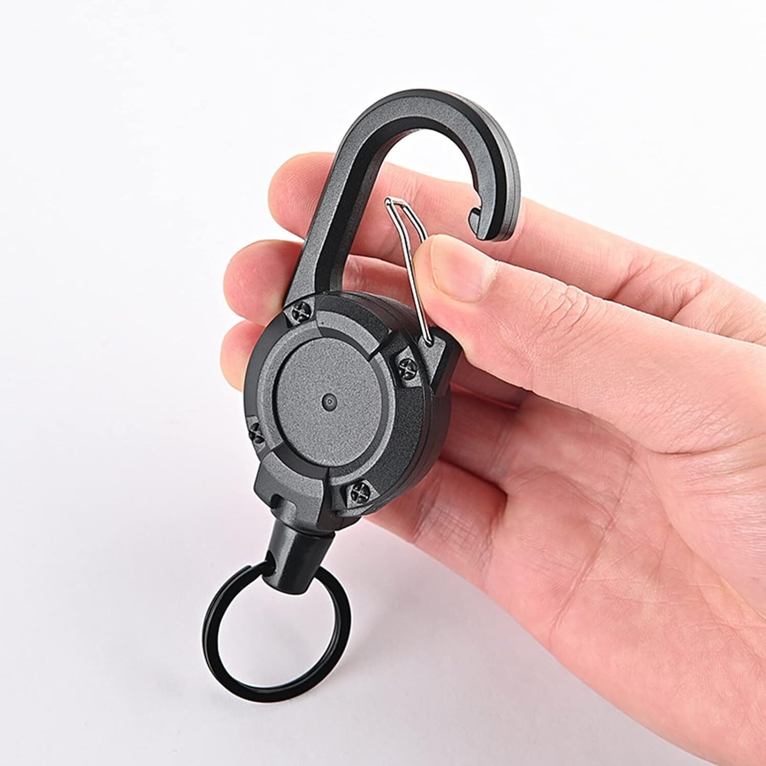 2Pcs Heavy Duty Keychain Retractable Carabiner Car Key Chain with Badge Holder