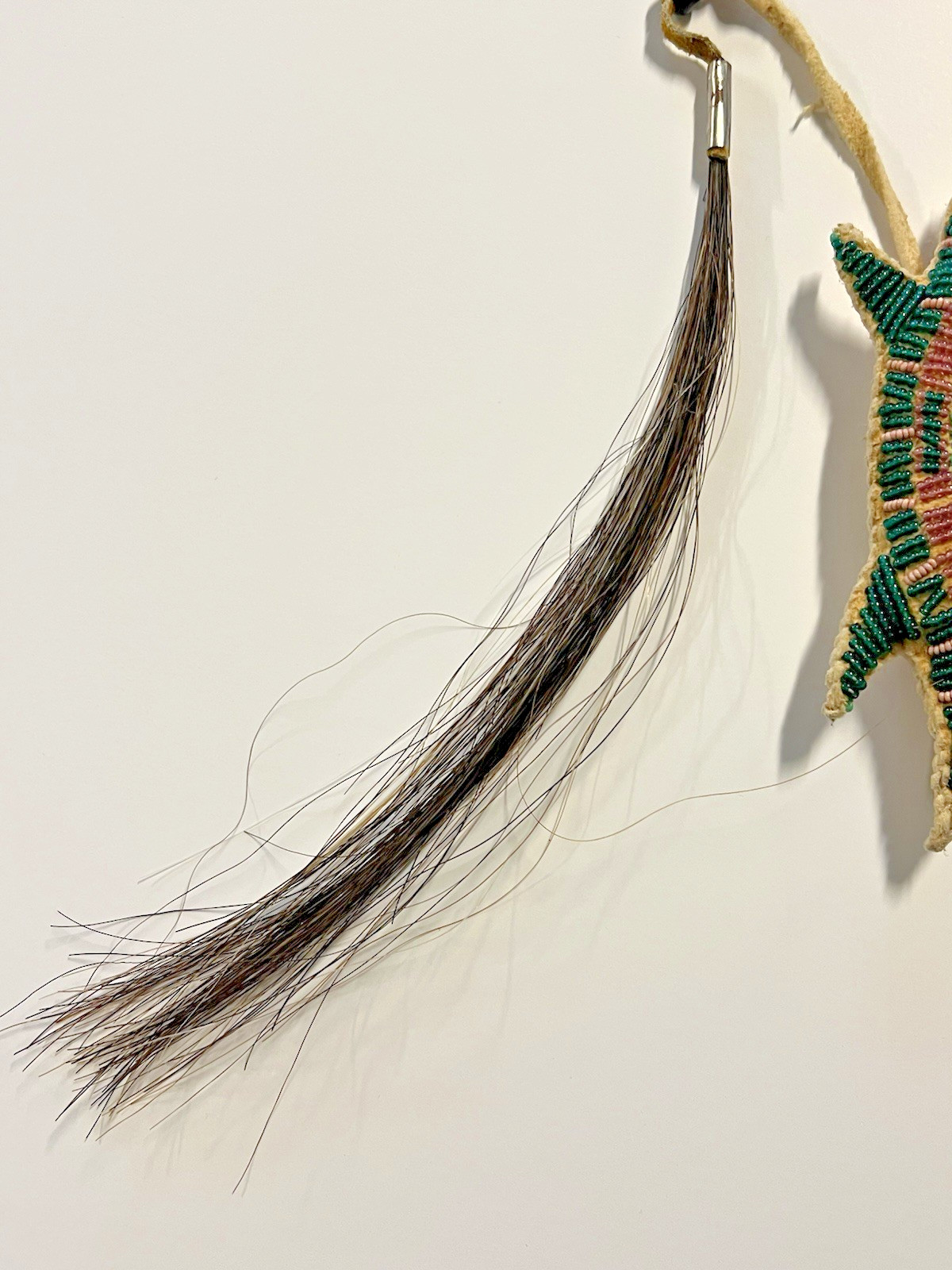 Native American Indian Rawhide Lizard Fetish & Horse Hair Tassels; Hand Sewn