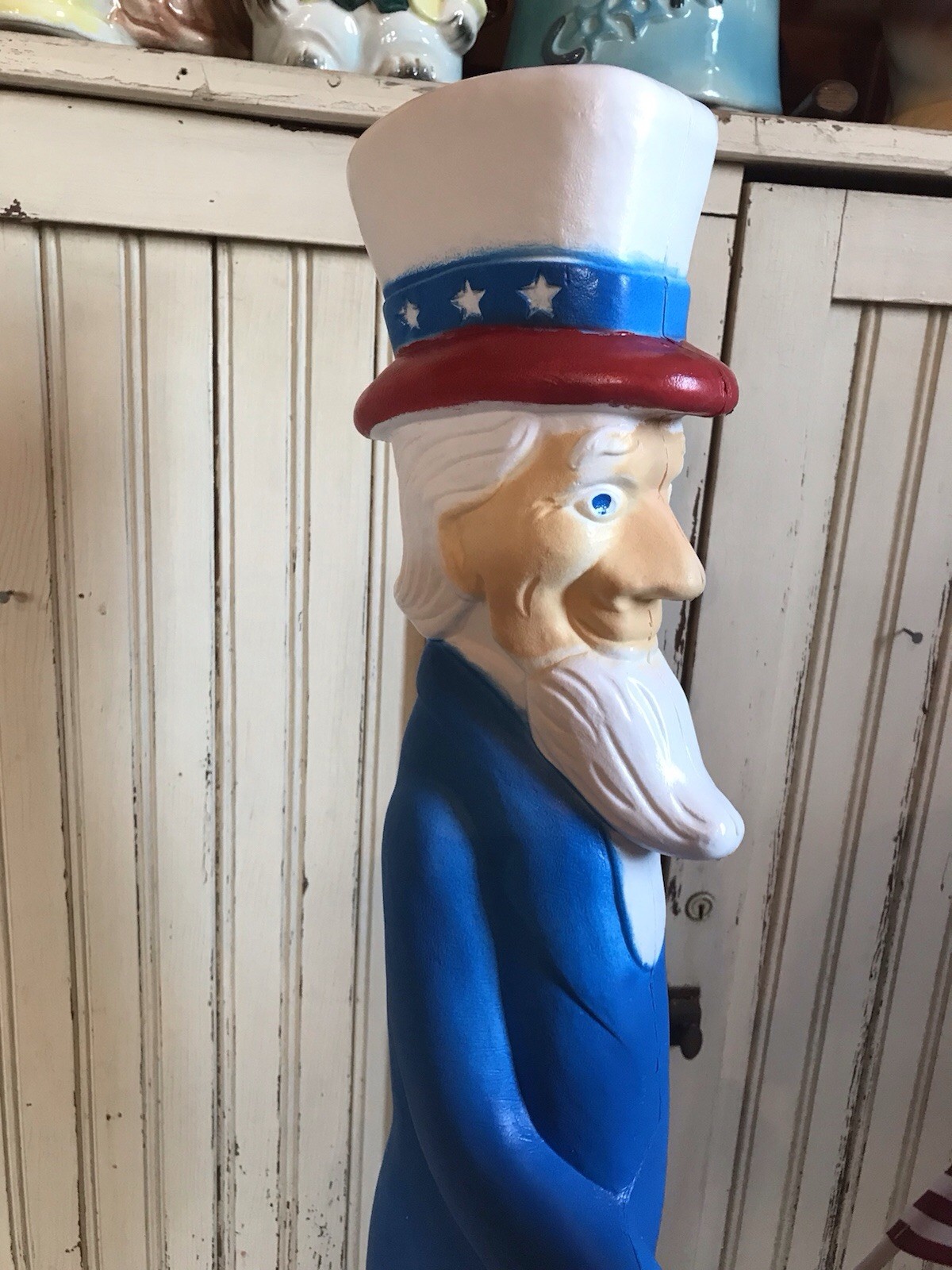 Blow Mold Nostalgic American Uncle Sam With Flag Made In America Union Products
