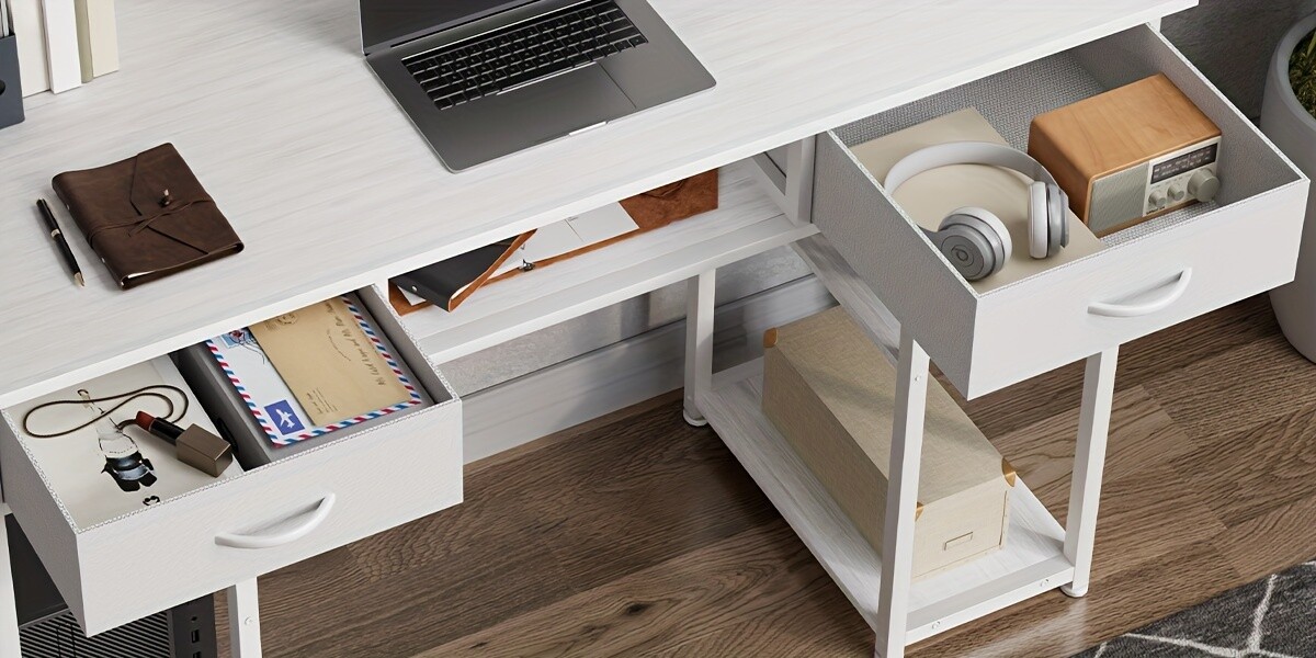 32/48-inch Computer Desk With 2 Fabric Drawers Storage, Keyboard Tray Included