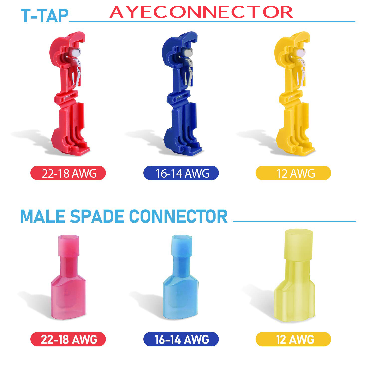 240/60psc T-Taps Wire Terminal Connectors Insulated Quick Splice Combo Kit