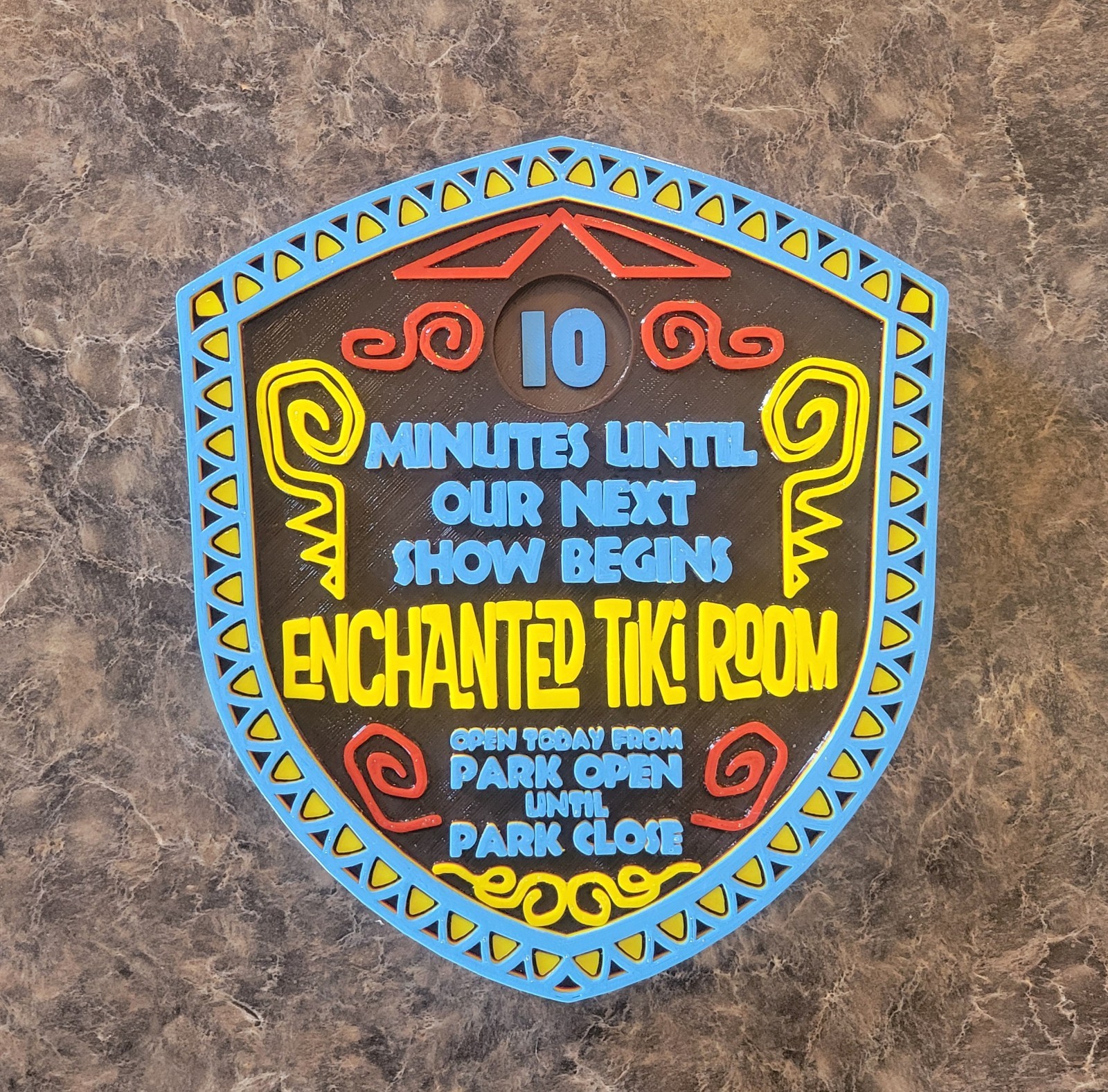 10 x 9.5 inch Enchanted Tiki Room Next Show Sign Adventureland Replica Plaque