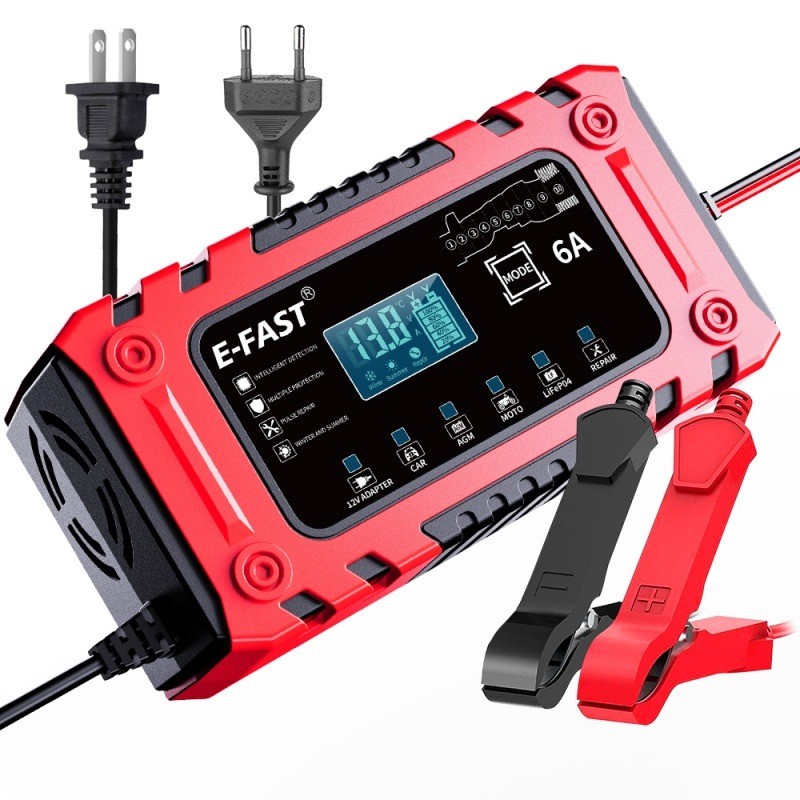 12V 6A Smart Battery Charger w/ Adapter Mode for AGM LiFePO4, Cars,Boat,Truck