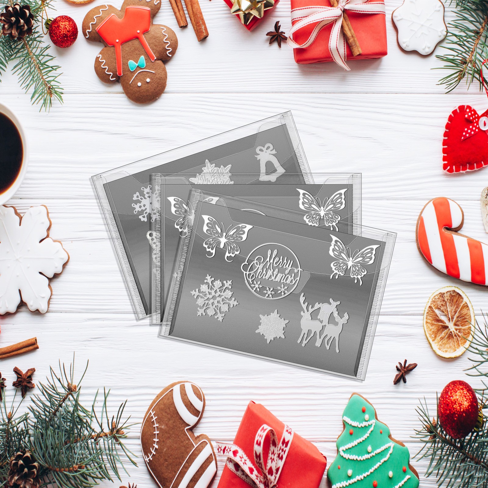 20x Stamp and Die Storage Set PVC Bags with Magnetic Sheets for DIY Scrapbooking