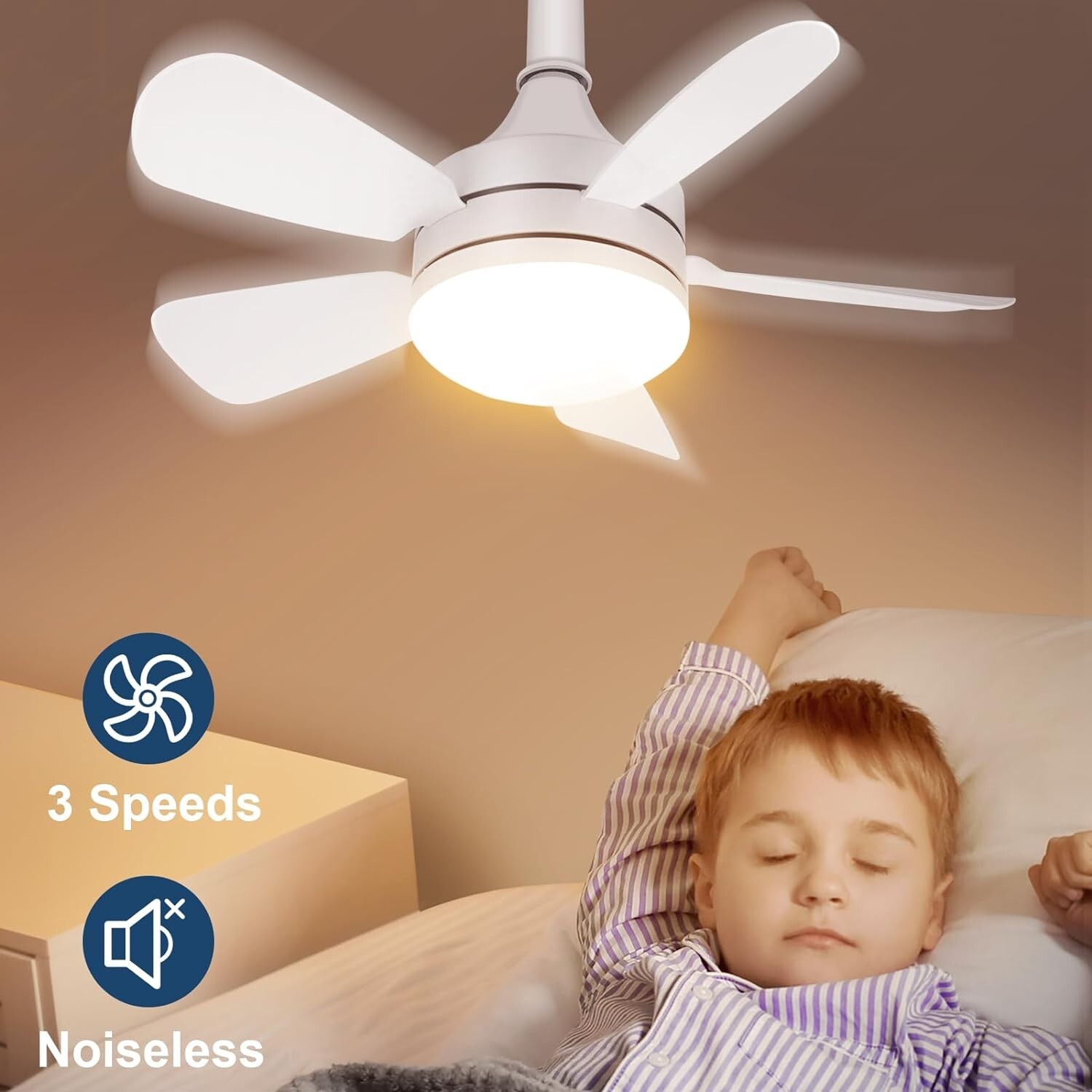Socket Fan Light with Remote 2000 Lumen Screw in Ceiling Fan in Light Socket Noi