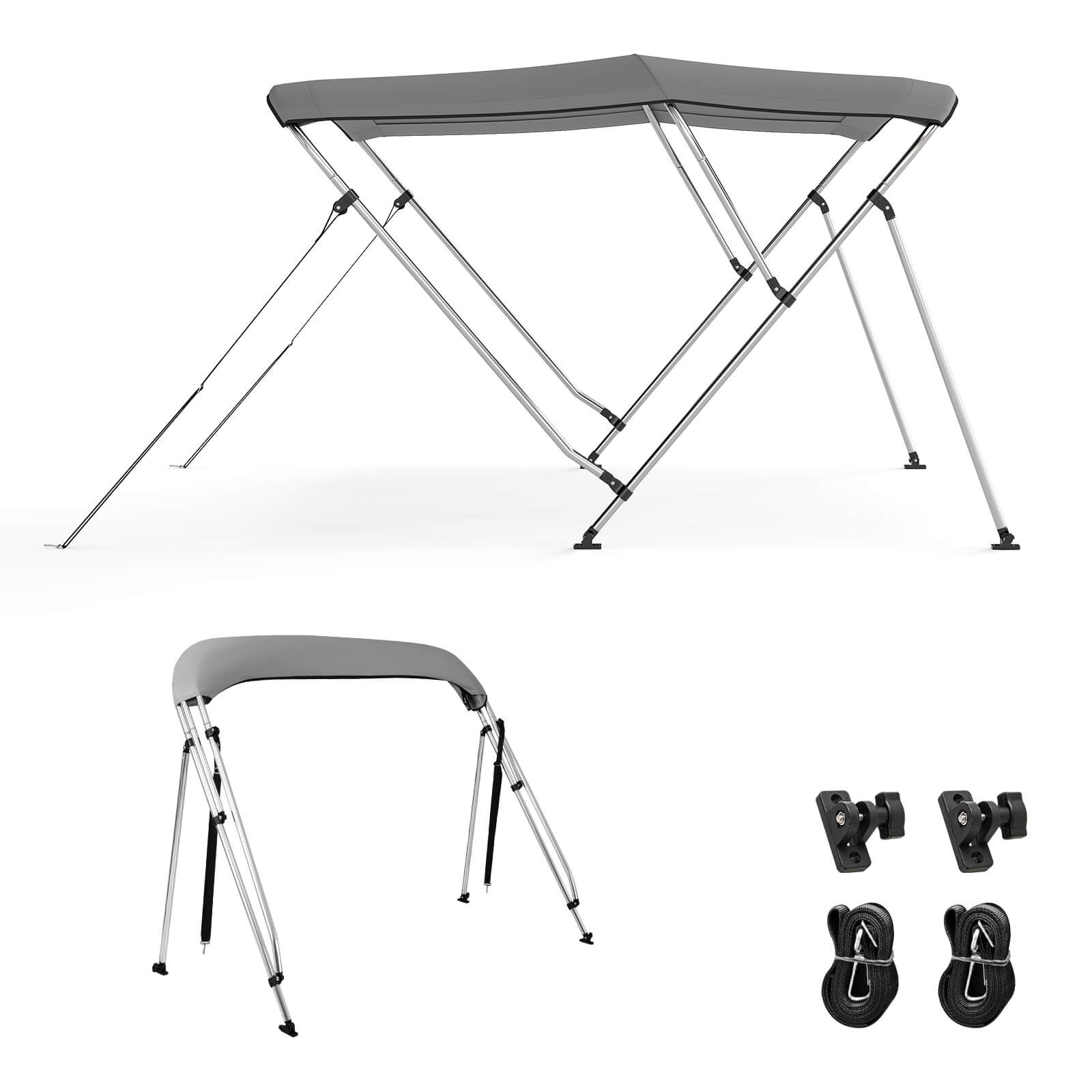 GOPLUS 3-Bow Boat Bimini Top Sun Shade Boat Canopy w/ Storage Boot Straps