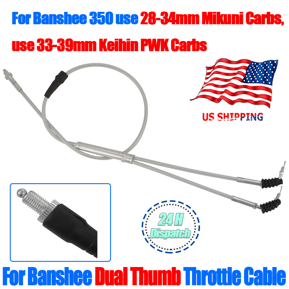 For Yamaha Banshee YFZ 350 1987-2006 PWK Carbs 28-39mm Dual Thumb Throttle Cable