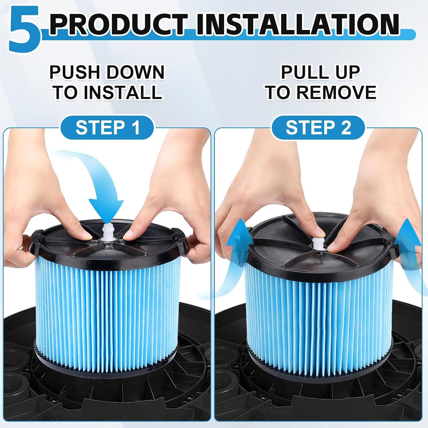 2 Pack VF3500 Filter Compatible with Ridgid 3-4.5 Gallon Wet/Dry Vacuums