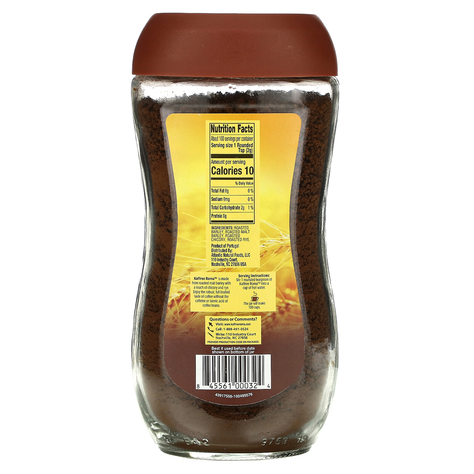 Instant Roasted Grain Beverage, Caffeine Free, 7 oz (200 g)