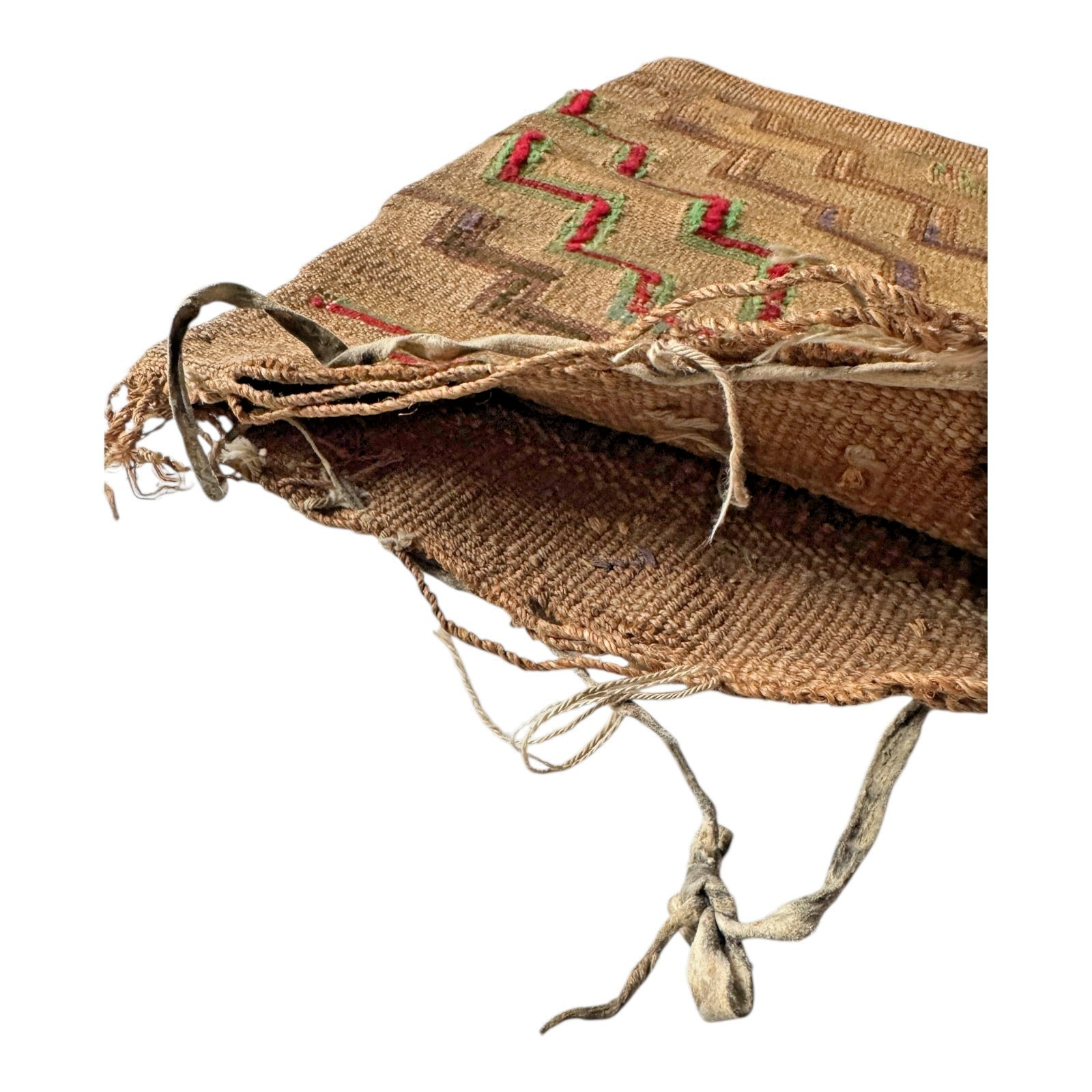 Antique Native American Plateau Nez Perce Double Sided Corn Husk Flat Bag