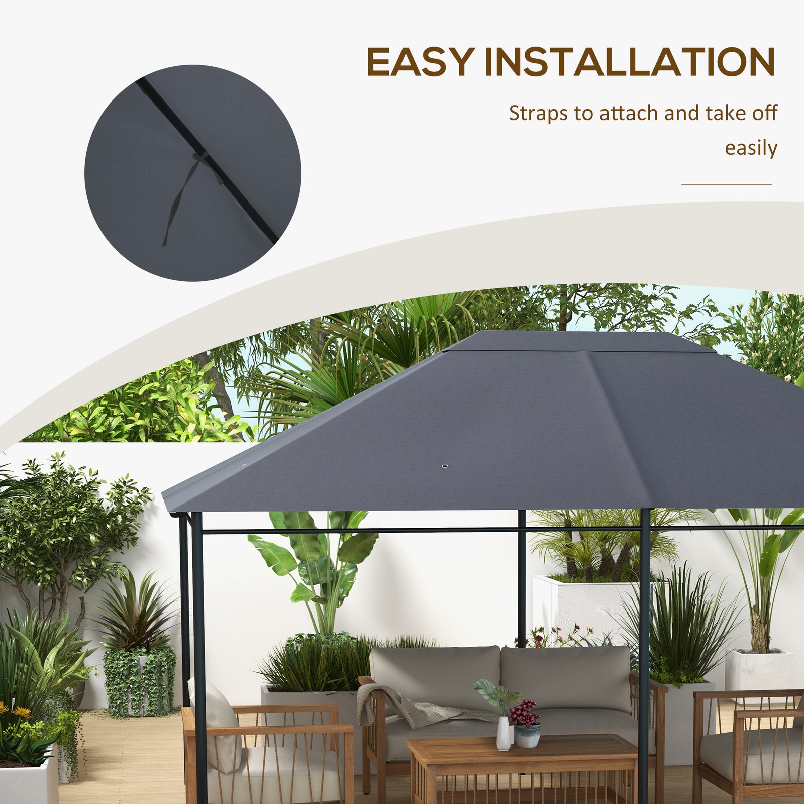 10' x 13' Gazebo Canopy Replacement Roof in Dark Gray