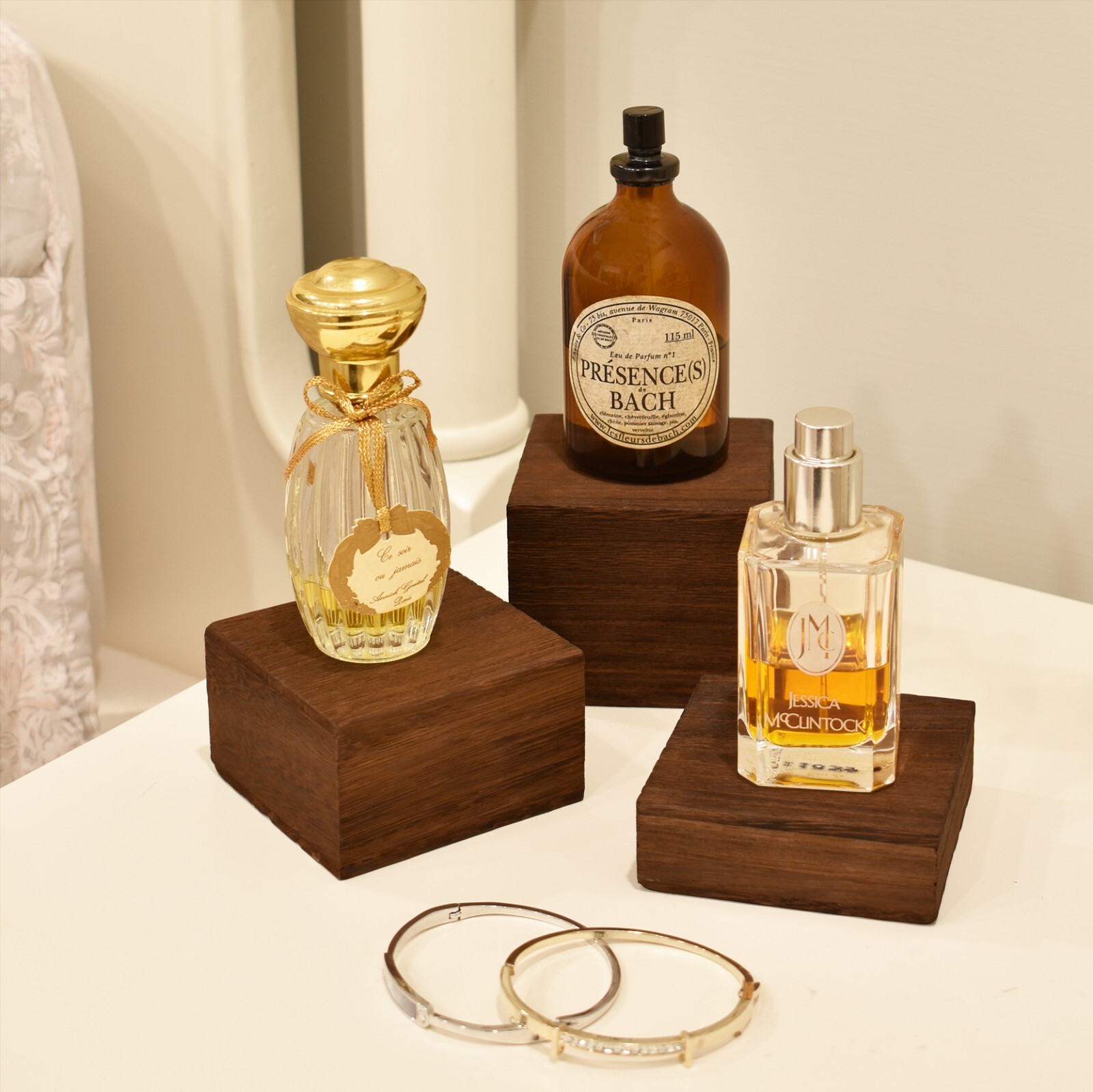 Wooden 3 Pcs Square Risers for Display, Brown Color