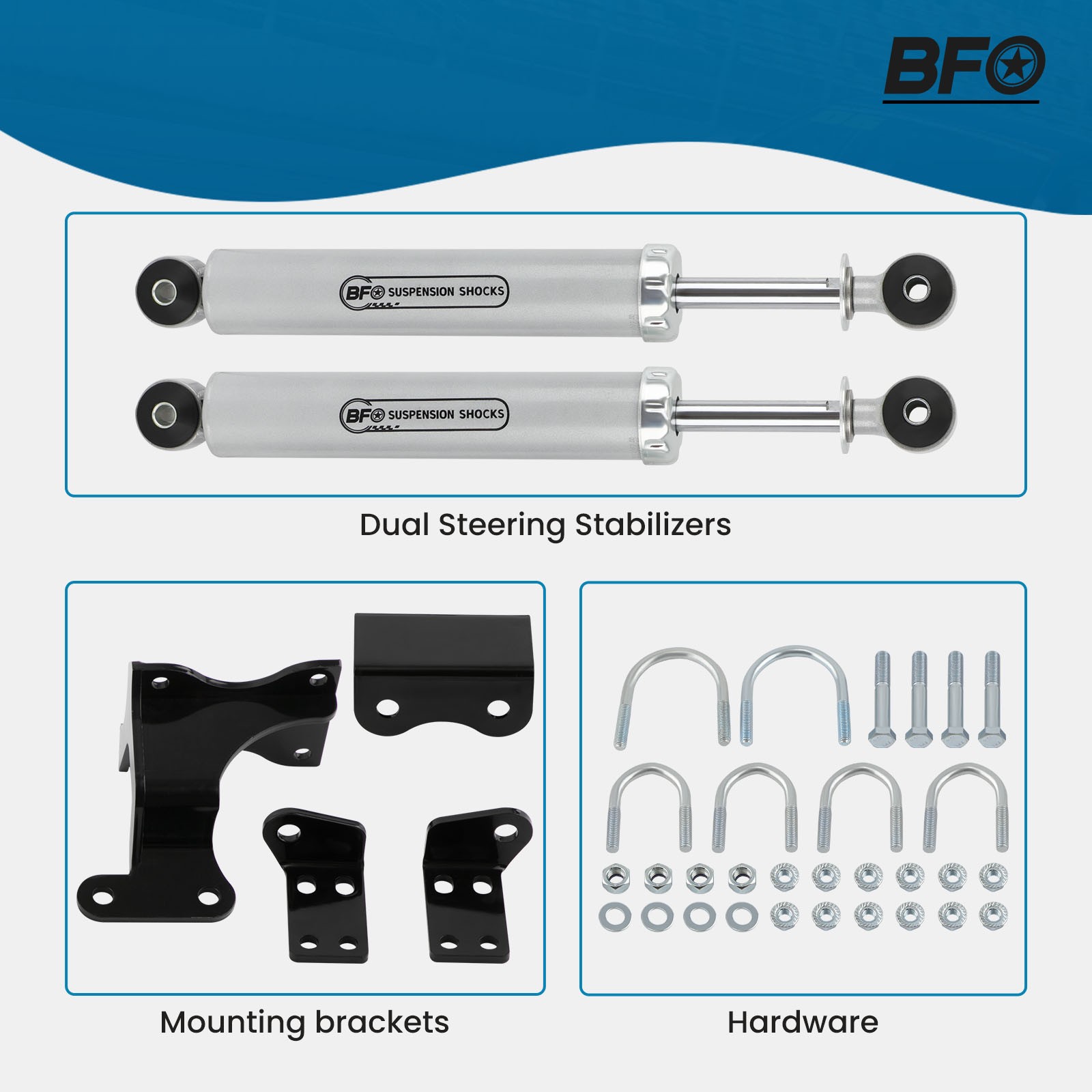 BFO Dual Steering Stabilizer Kit for Jeep Wrangler JK Unlimited 2007-2018