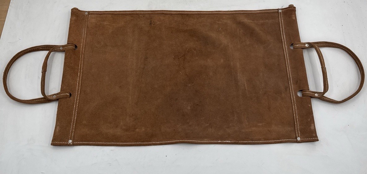 Vtg Firewood Log Carrier Rack Fireplace Wood Holder Suede Carrier Folding