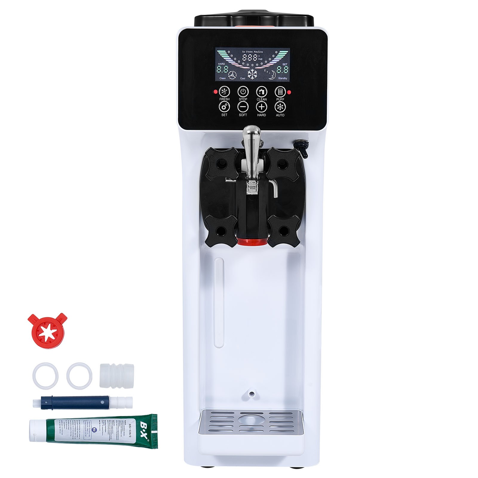 VEVOR Soft Serve Ice Cream Machine Maker 10L/H Yield Single Flavor Countertop