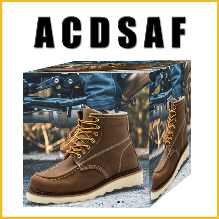 Work Boot Men's 6" Soft Toe Wedge Boots for Construction Lightweight leather