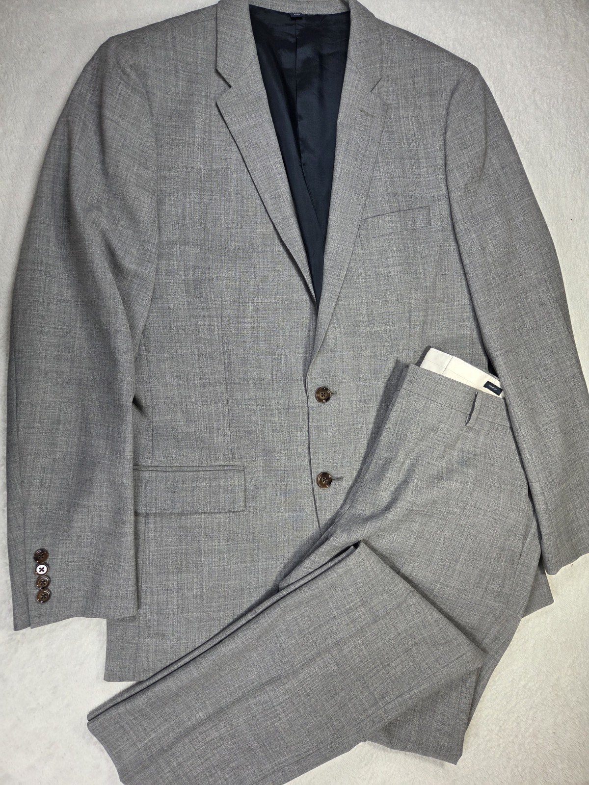 J.Crew Thompson Suit 42L 36x34 Gray 100% Wool Slim Fit Mens 2 Piece Suit Wedding