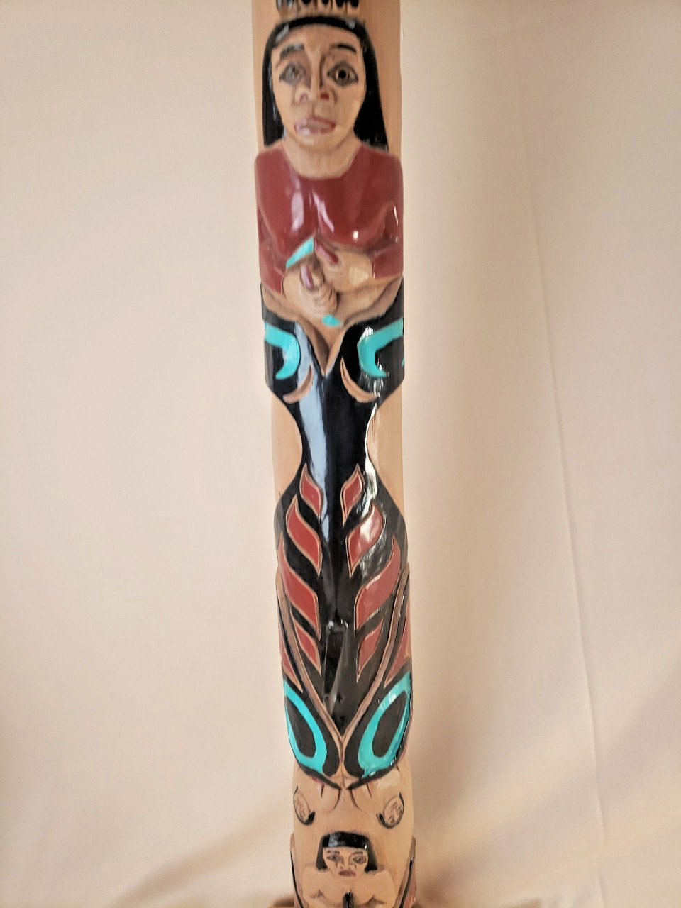 VINTAGE 24 1/2" TLINGIT NW COAST INDIAN WOOD MULTIPLE FIGURES TOTEM POLE MODEL