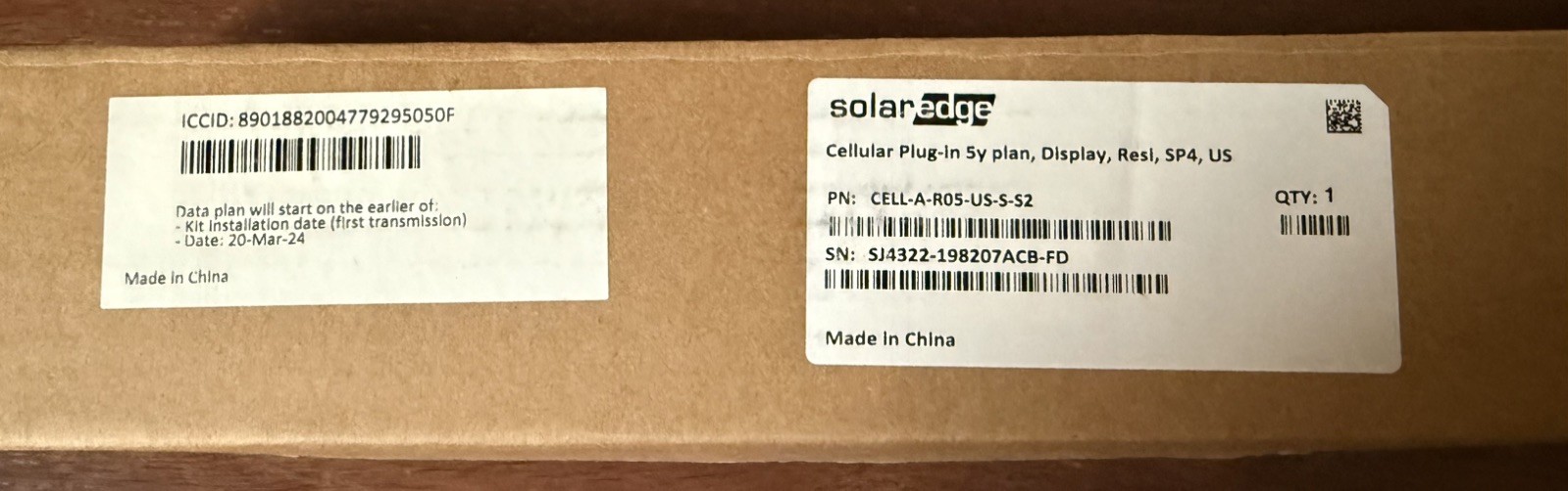 SolarEdge Cell-A-R05-US -S2 Cellular GSM  Plug-In Kit w Sim Card.