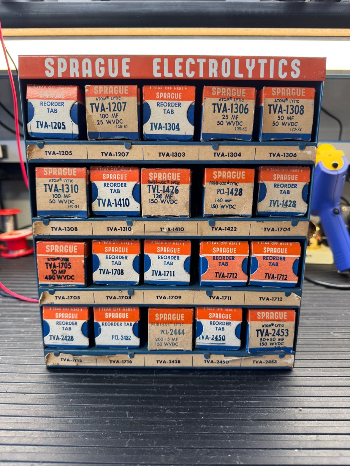 Vintage Sprague Electrolytic Counter Display + Original Boxes - Some Caps - RARE