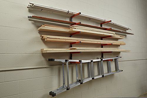 Lumber Wood Storage Metal Rack with 6-Level Wall Mount – Orange Organizer