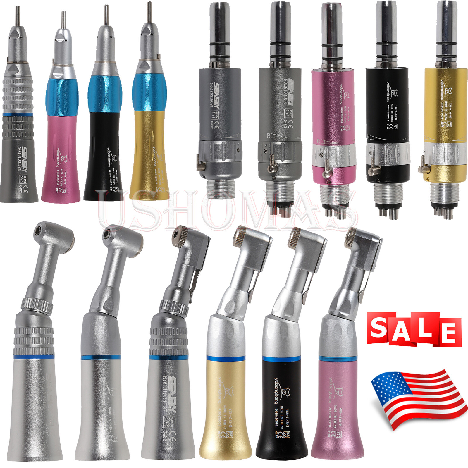 Dental low slow speed straight handpiece/ contra angle/ air motor 2/4 NSK E-type