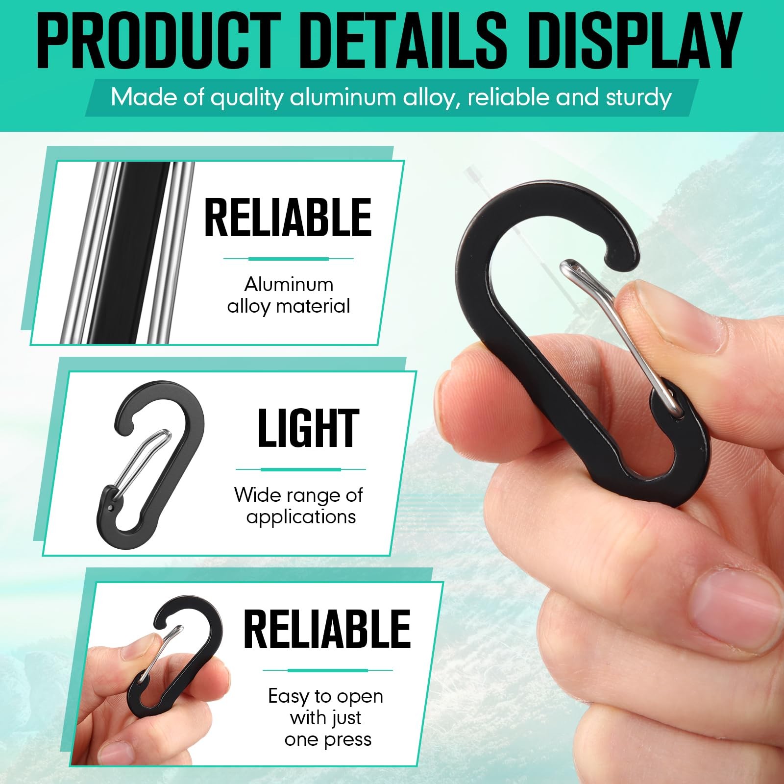 72pcs Carabiner Clips Bulk 2 Inch Small Spring Mini Carabiner Clip Aluminum L...