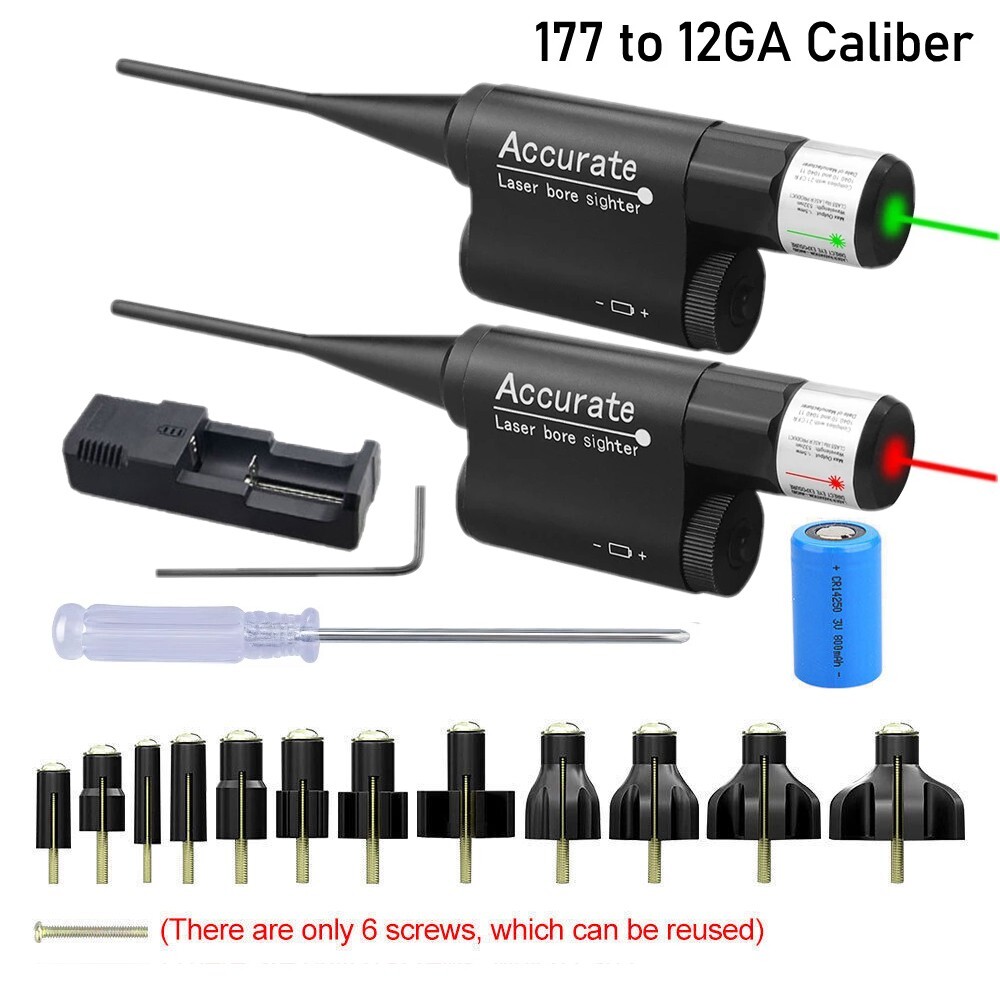 .177 to .78 /.50/12GA Caliber Green Red Laser Bore Sighter for Rifles Handguns