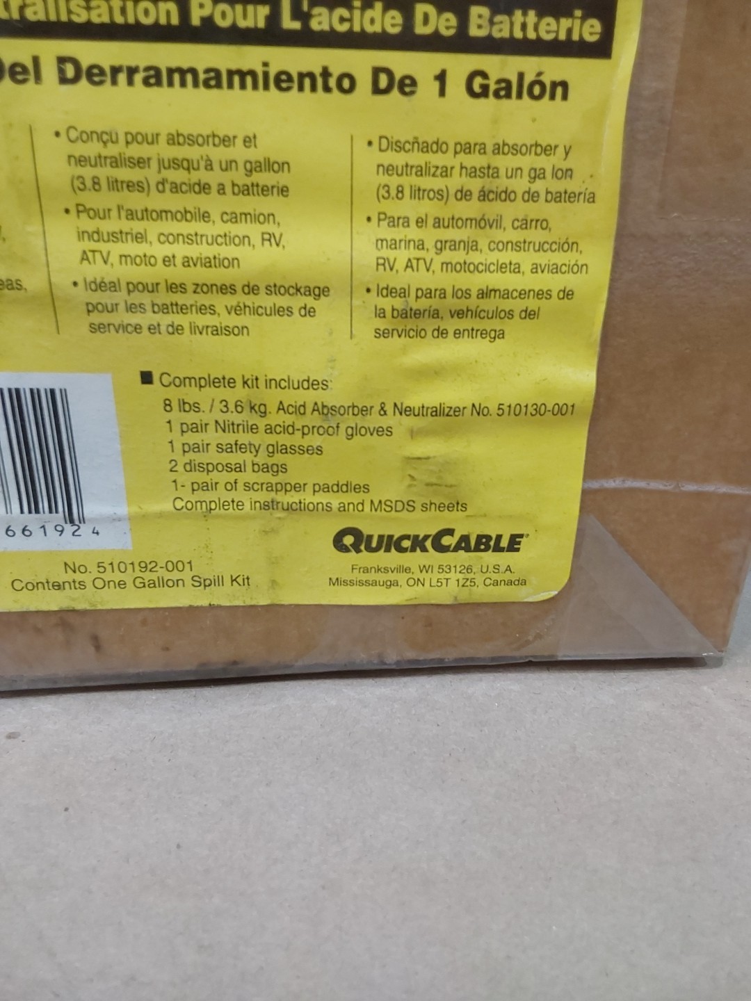 RESCUE® 1 Gallon Battery Acid Spill Kit part # 510195-001