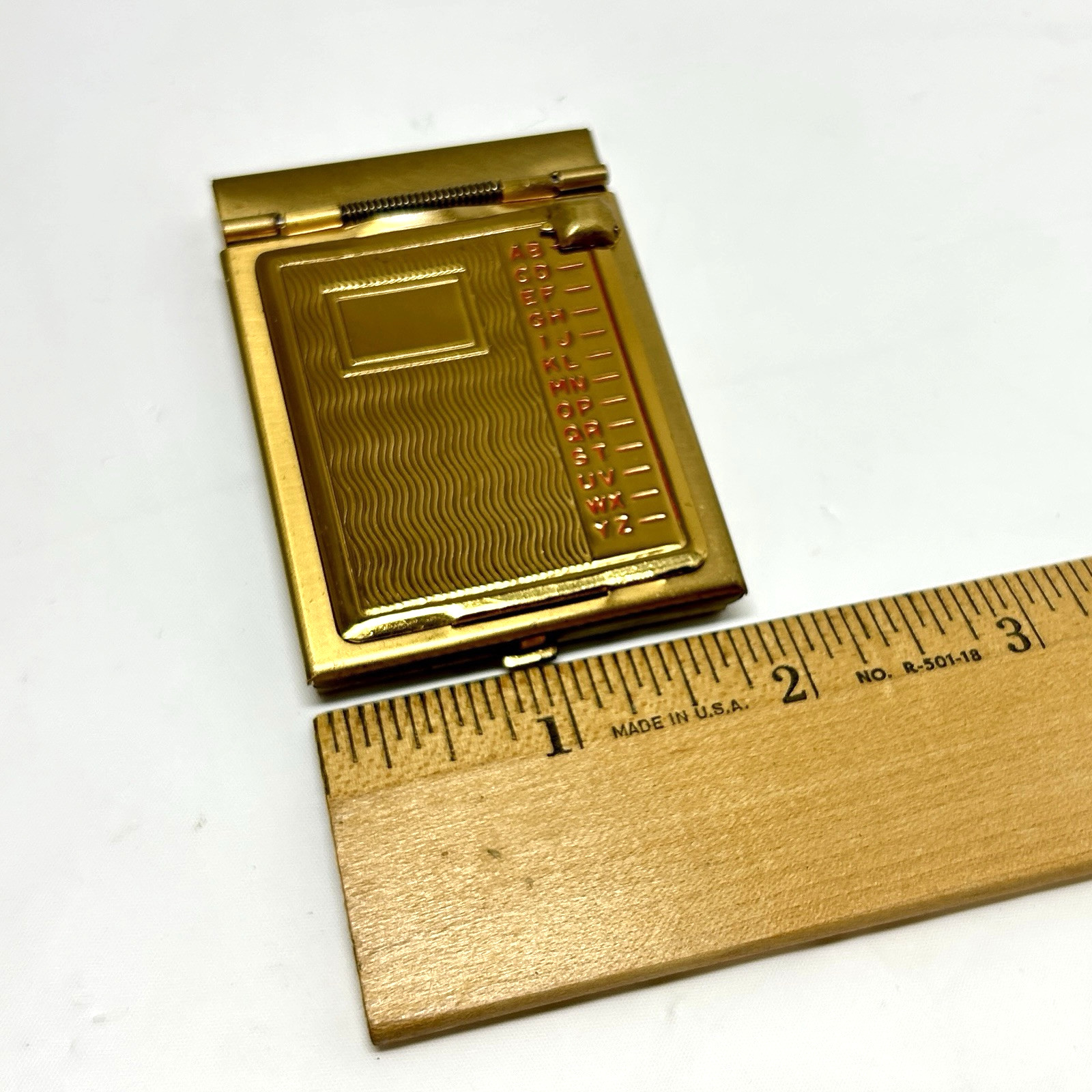 Vintage Mini Flip Up Pocket Rolodex Address Phone Book Brass Gold Tone