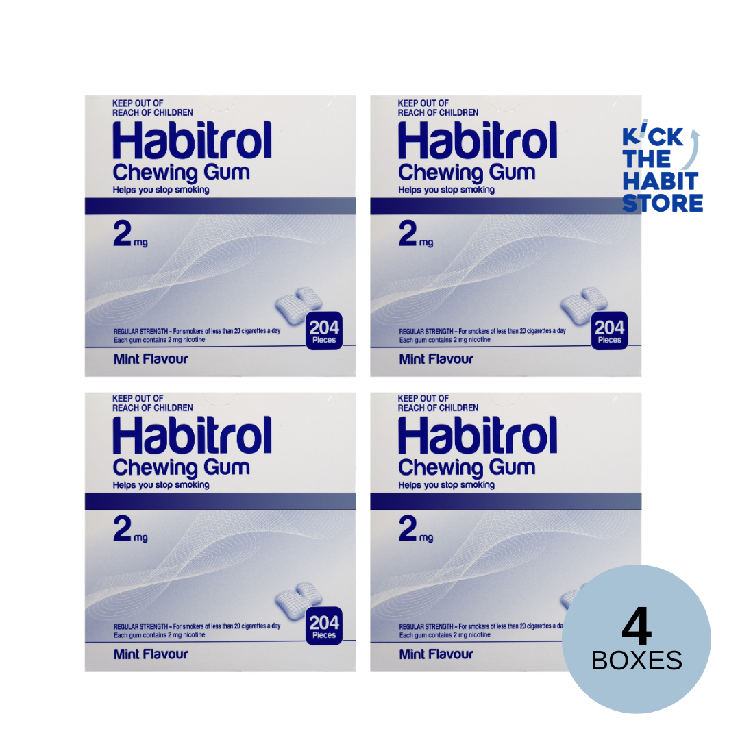 Habitrol Gum 2mg Mint 816 Pieces - 4 Boxes Sugar Free Nicotine Quit Smoking Now