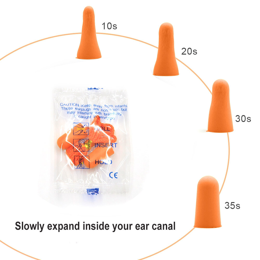 20-200 Pair Foam Corded Earplugs Noise Cancelling Hearing Protection with Cord