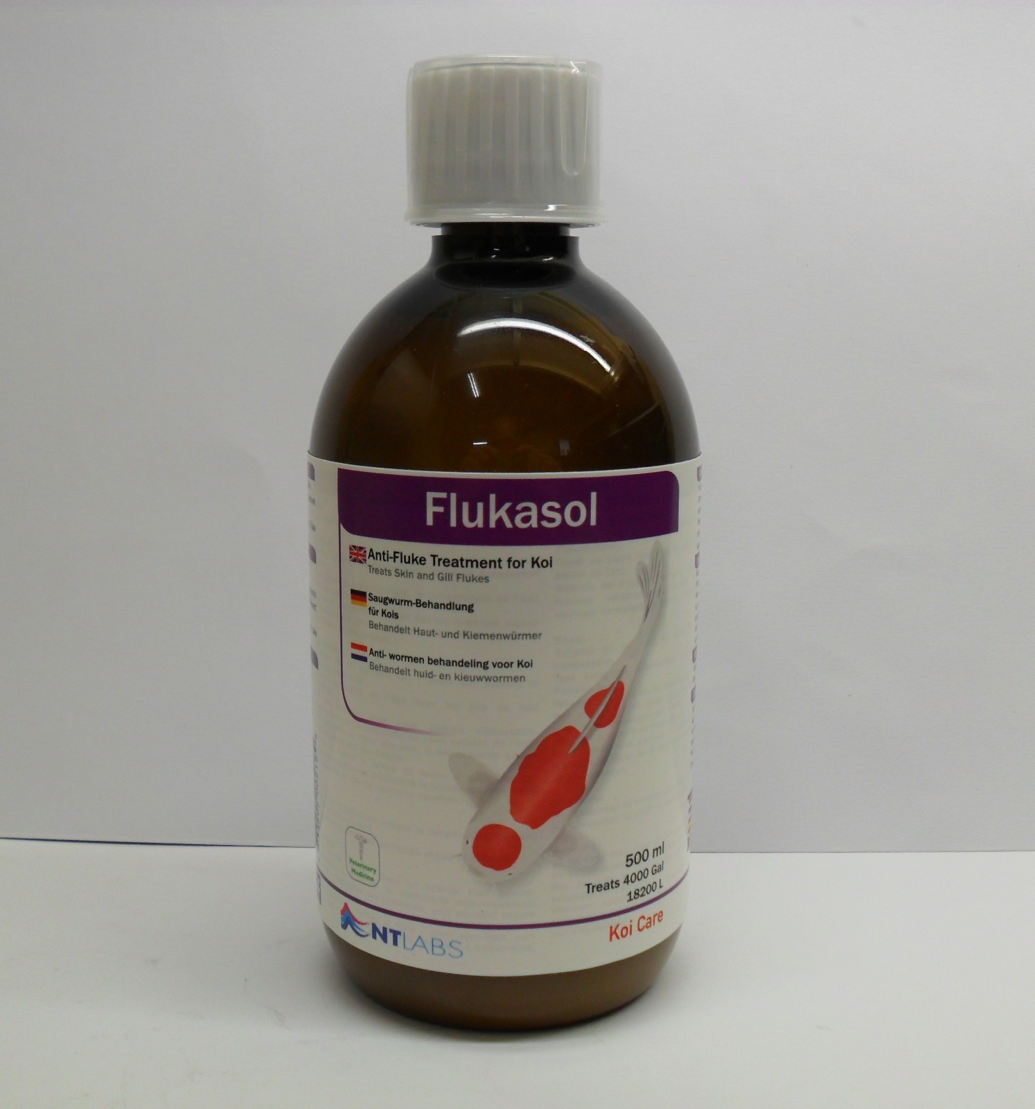 NT LABS Koi Care Flukasol Flubendazole Suspension 500ml Treats Skin & Gill Fluke
