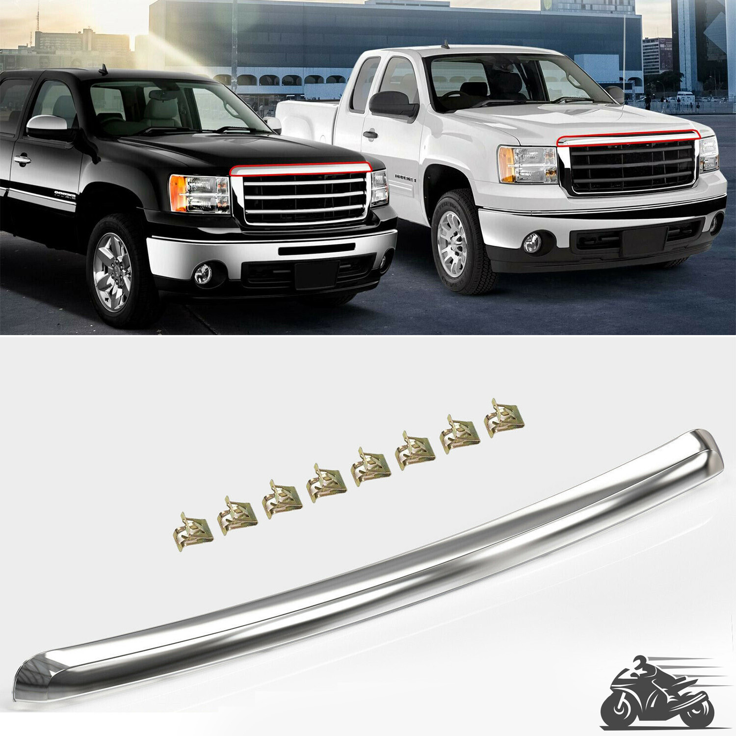 Chrome Hood Molding Trim Moulding For 07-13 GMC Sierra 1500 2500 3500 GM1235109