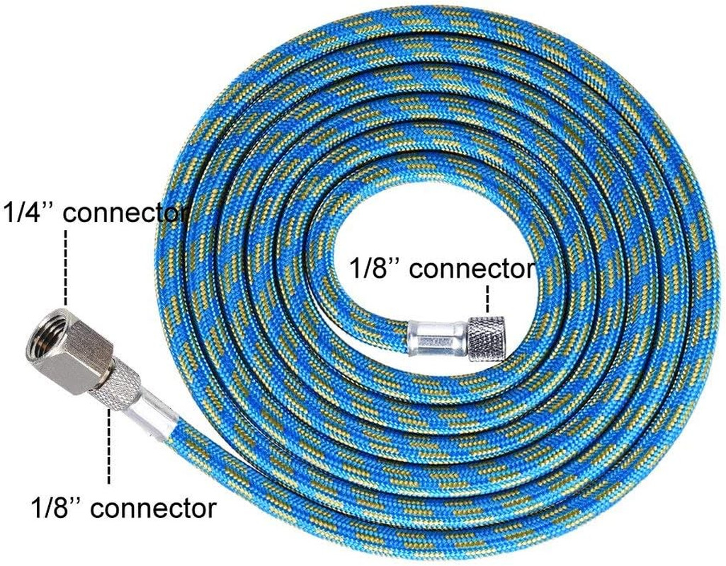 HUBEST 6Ft Braided Airbrush Air Hose with 1/8 Inch to 1/4 Inch Adapter - Nylon B