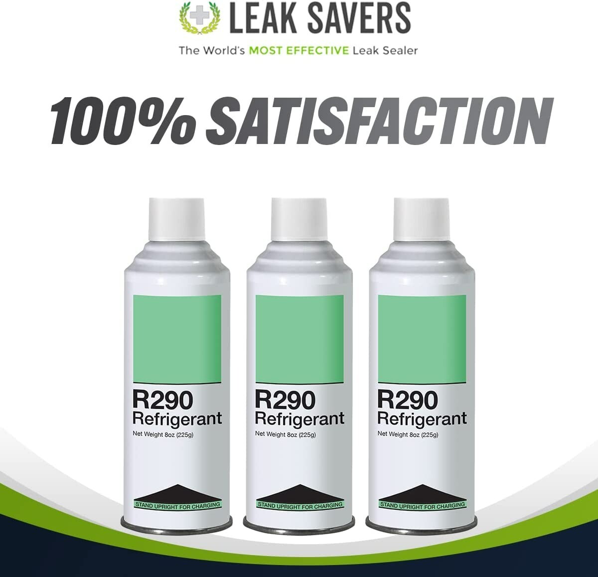 Leak Saver Refrigerant R290 - Upright Liquid Charging Self-Sealing Can - 12 Pack