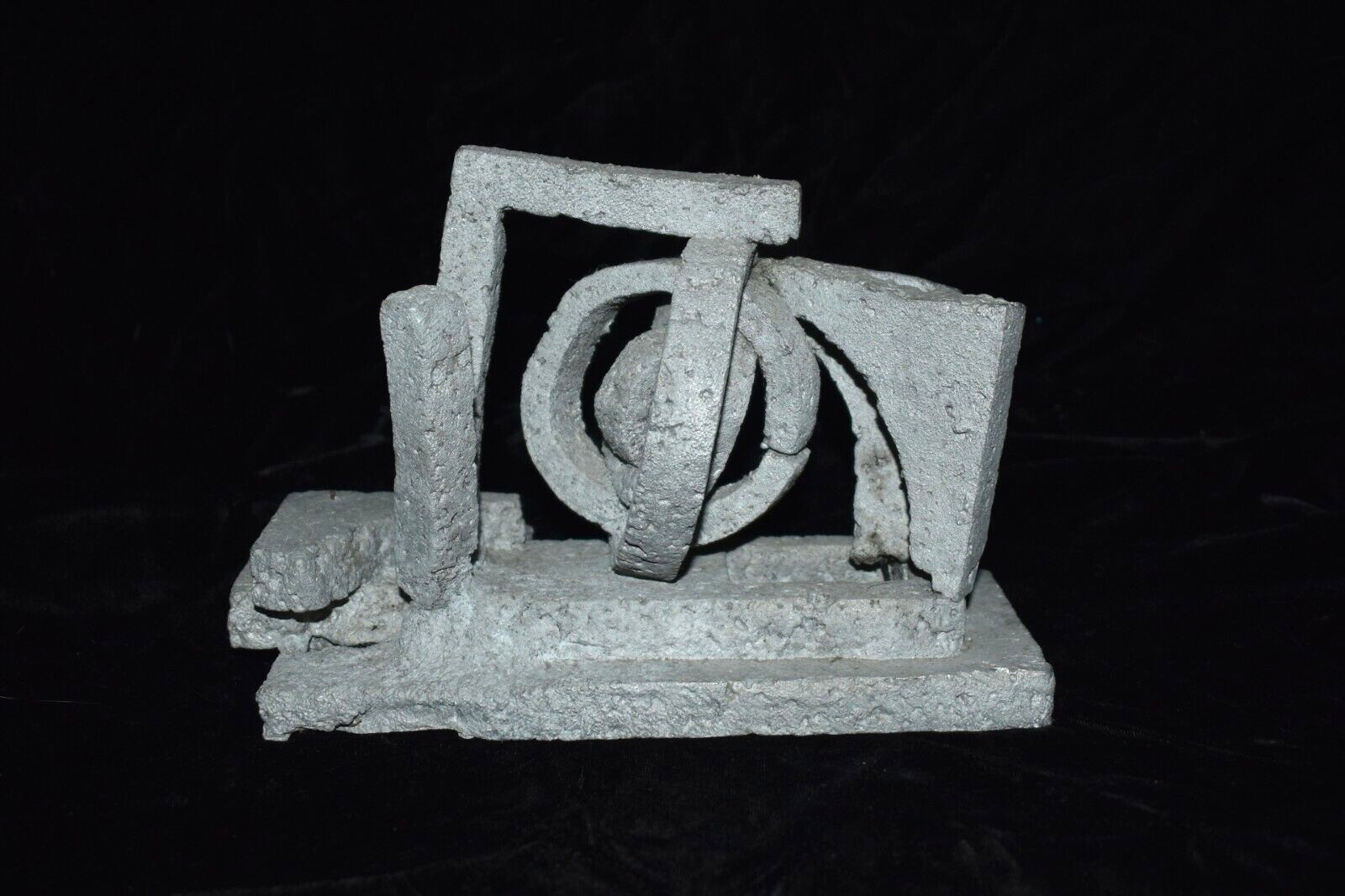 Mid Century Modern Abstract Cement Concrete Art Sculpture Unsigned