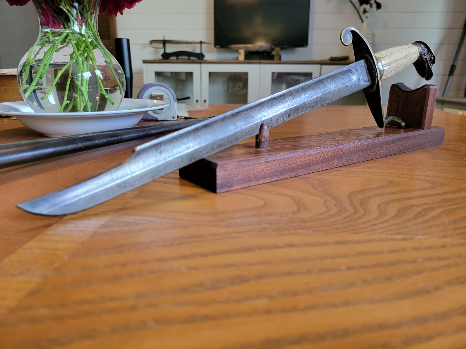 Modified Eagle Head Bowie Knife with Scabbard and Frog Used