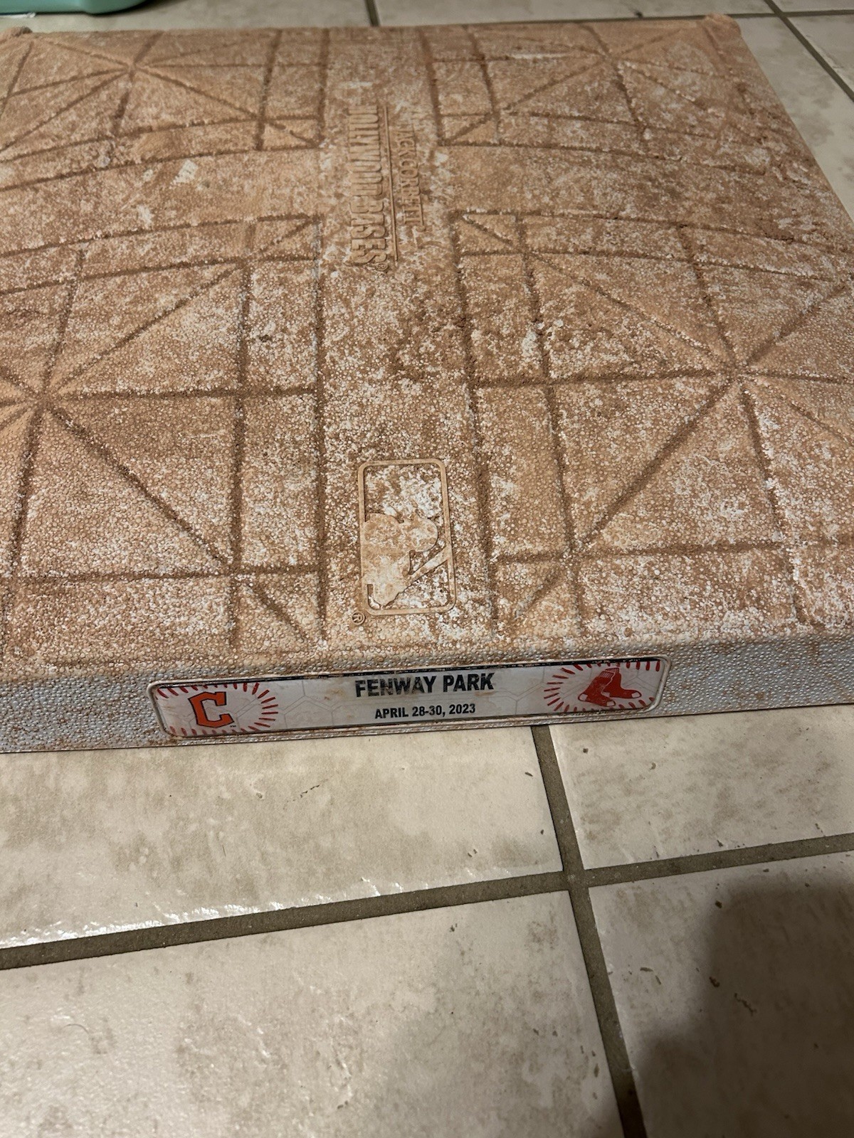 Boston Red Sox Cleveland Guardians Mlb Game Use Base April 2023 Coa Rare