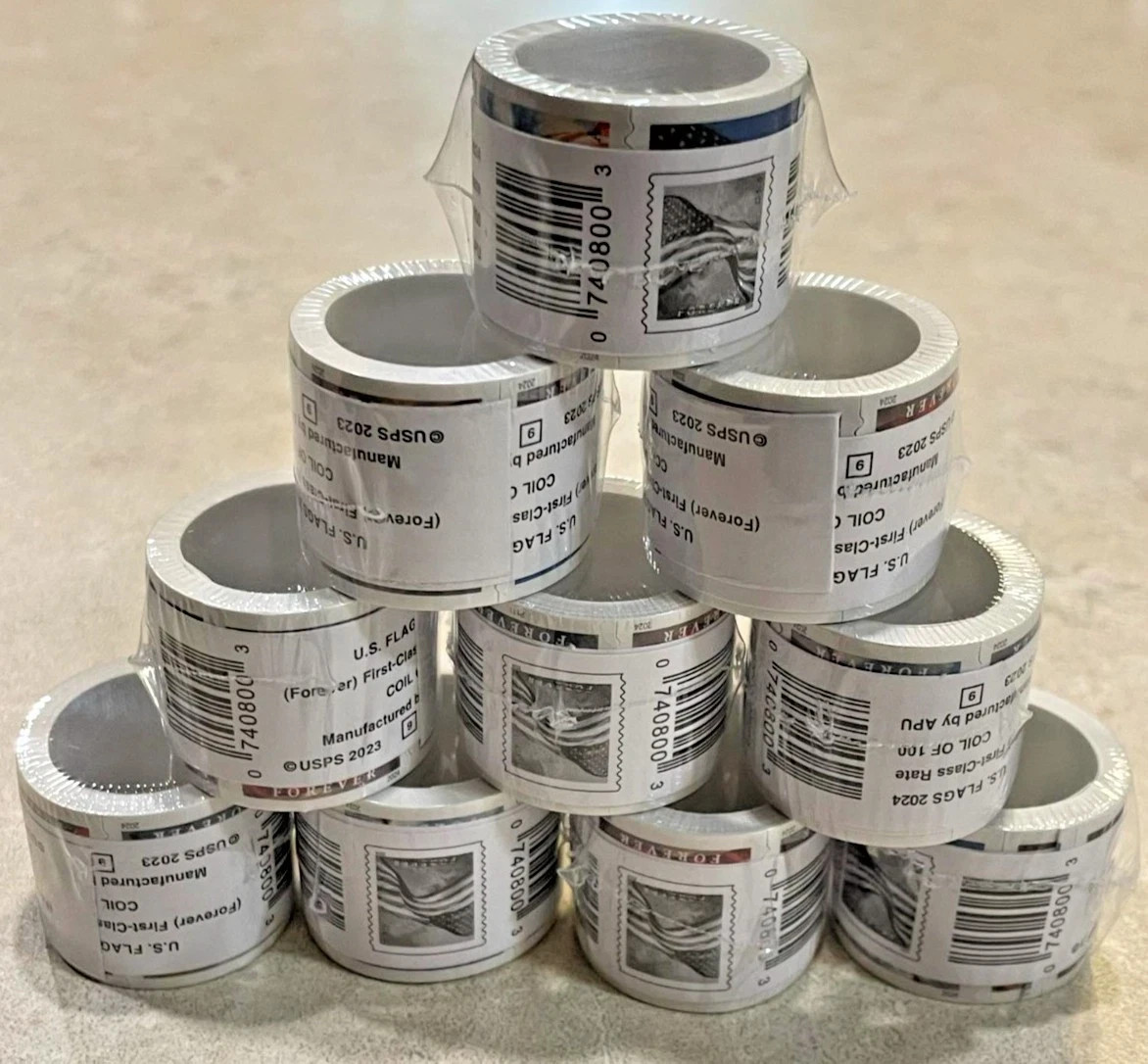2024 (1) ROLLS POSTAGE (100)US FOREVER STAMPS Flags USPS Collectible