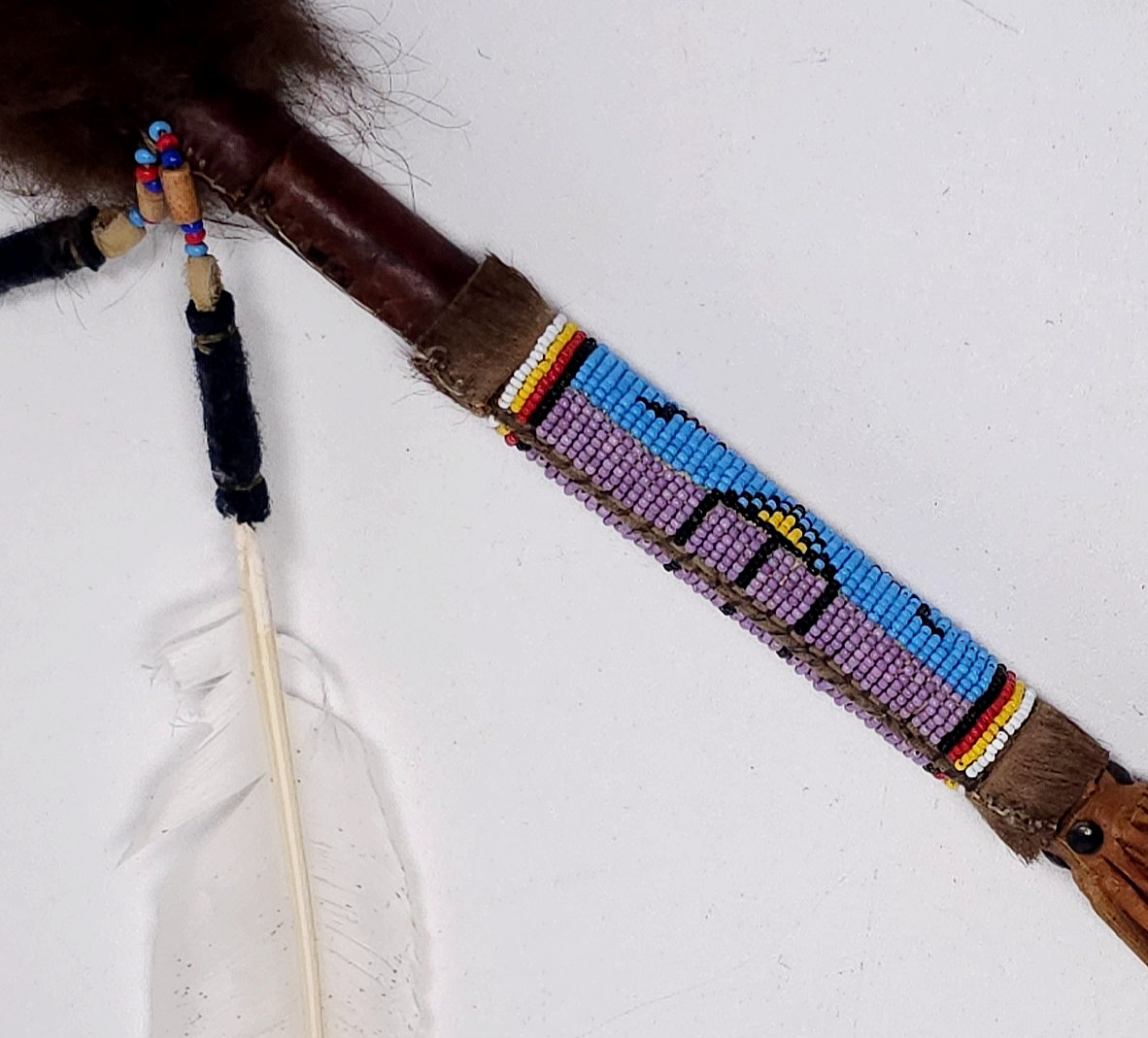 Vintage Native American Ceremonial Beaded Lance Spear 58" Indian Coup Staff