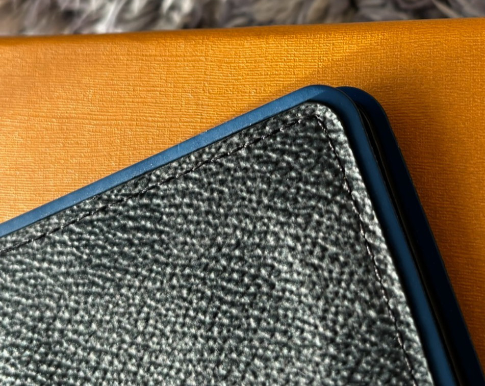 AUTH Louis Vuitton N64432 Damier Graphite Blue Edge Card Case Wallet AB LV